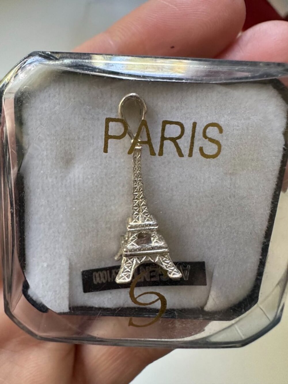 New in Box Vintage Silver Eiffel Tower Charm Pendant NWT Old Stock .925 - Picture 2 of 7